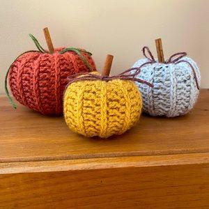 Handmade crochet rustic pumpkins